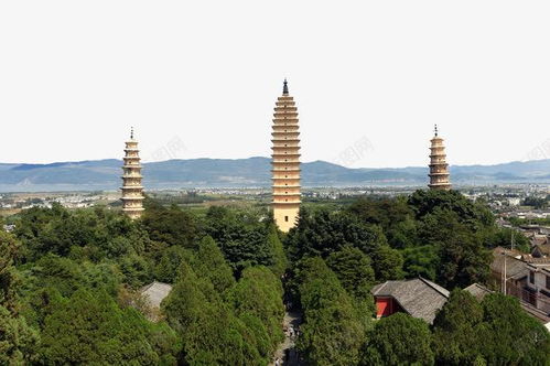 大理三塔高清免抠PNG素材 平面设计与电商创意首选
